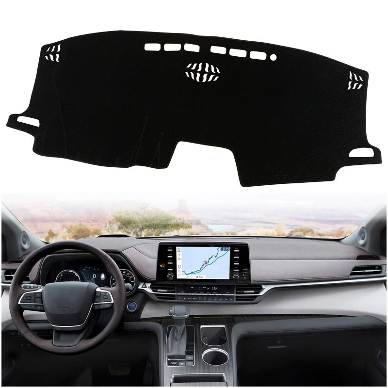 KEEGTBOX Dash Mat Cover Custom Interior Center Console Kit for Toyota Sienna LE XLE Woodland Edition XSE Limited Platinum Edition 2021 2022 Dashboard mat Covers Accessories