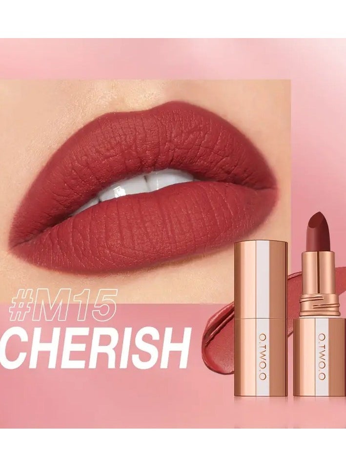 O.TWO.O O.TWO.O Matte Velvet Lipstick for Girls | Waterproof Non-Stick Cup Long-Lasting Lip Gloss Korean Makeup Must-Have OTWOO Lipsticks [M15 CHERISH]  - Image 1