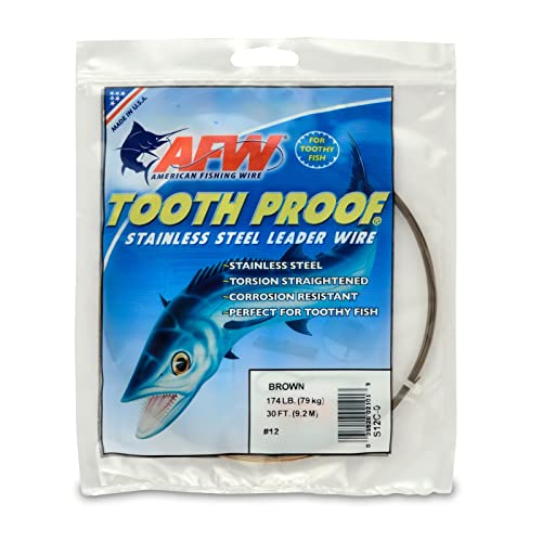AFW #12 Tooth Proof Stainless Steel Single Strand Leader Wire, 174 lb Test, Camo, 30 ft - Image 1