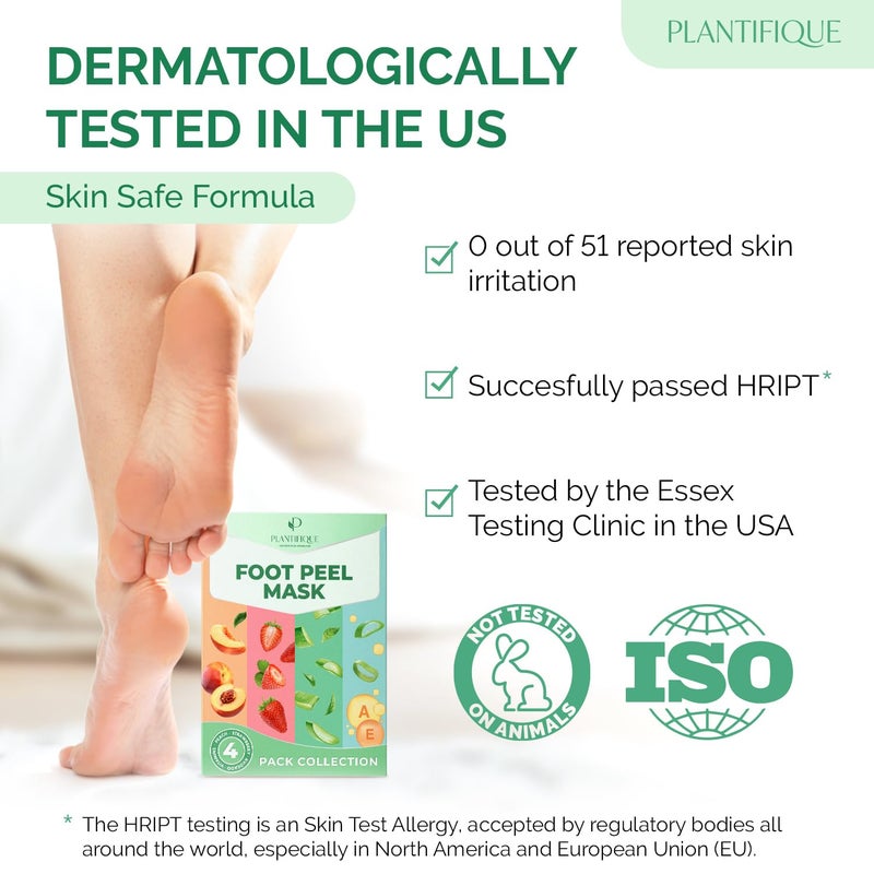 PLANTIFIQUE Foot Peeling Mask 4 Pack | Dermatologically Tested Repairs Heels & Removes Dry Dead Skin for Baby Soft Feet | Exfoliating Foot Peel Mask for Dry Cracked Feet - Image 4