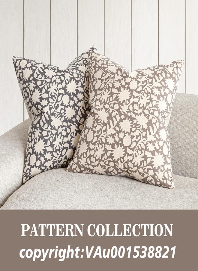 Foindtower Set of 2 Decorative Neutral Floral Throw Pillow Covers Accent Farmhouse Cushion Covers Boho Vintage Pillowcase for Couch Sofa Bedroom Living Room Home Decor Outdoor,22×22 Inch,Tan - Image 3