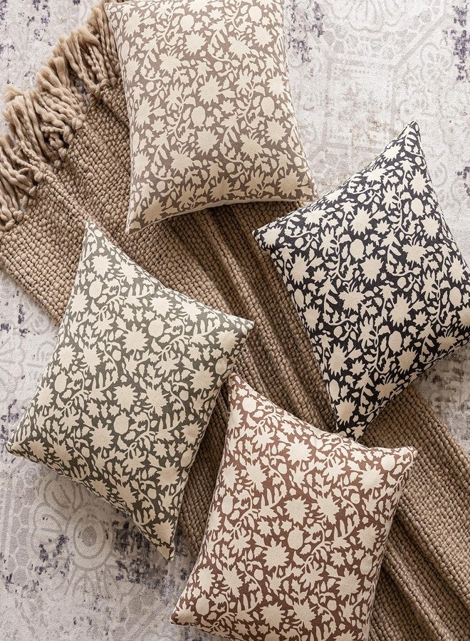 Foindtower Set of 2 Decorative Neutral Floral Throw Pillow Covers Accent Farmhouse Cushion Covers Boho Vintage Pillowcase for Couch Sofa Bedroom Living Room Home Decor Outdoor,22×22 Inch,Tan - Image 5