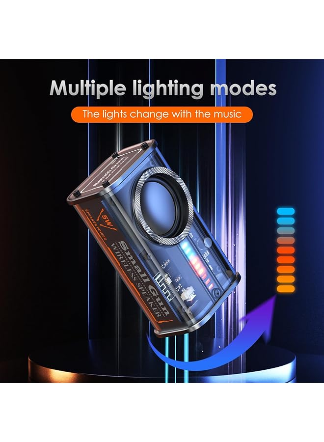 erorex Portable Bluetooth Speaker With Lights Transparent Wireless Mini Bluetooth Speaker With Tws Hd Sound Bass And Colorful Lights For Office Home Shower Room Bike Car Black  - Image 5