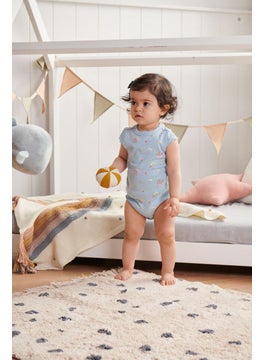 Tchibo Toddlers Girl 3,Pcs Embroidered Sleeve Bodysuit, Blue  - Image 1