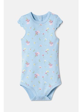 Tchibo Toddlers Girl 3,Pcs Embroidered Sleeve Bodysuit, Blue  - Image 4