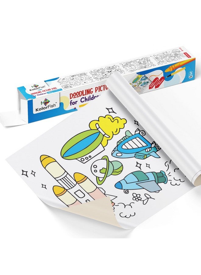KolorFish KolorFish Coloring Re-Stick Drawing Paper Roll For Kids, 118X12 Inch Large Coloring Poster For Toddlers, Art Paper Crafts Gift For Class Home Birthday Party (Science Technology & Life, 3 M),Watercolor - Image 1