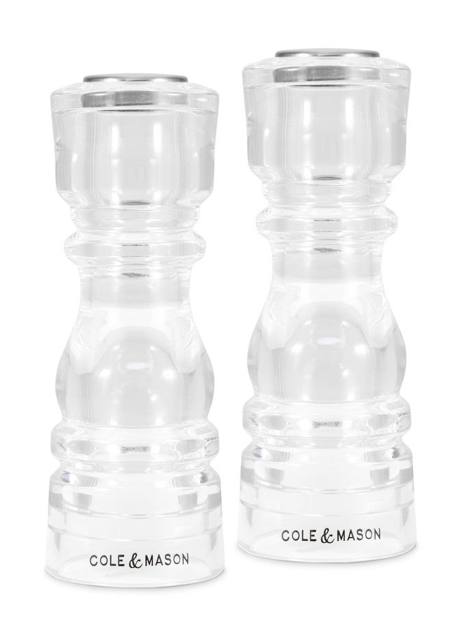 Cole & Mason London Acrylic Shaker Gift Set - Refillable Salt & Pepper Grinder with Adjustable Grinding Mechanism - Acrylic, 5" Salt & Pepper Gift Set - Image 1