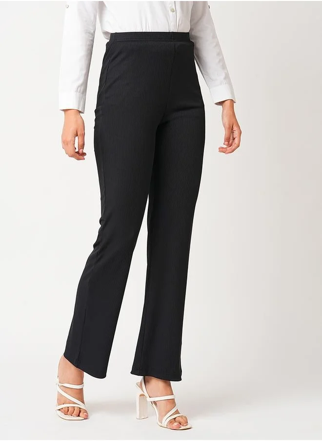 جلو باص Solid High-Rise Stretchy Slim Fit Treggings by Styli