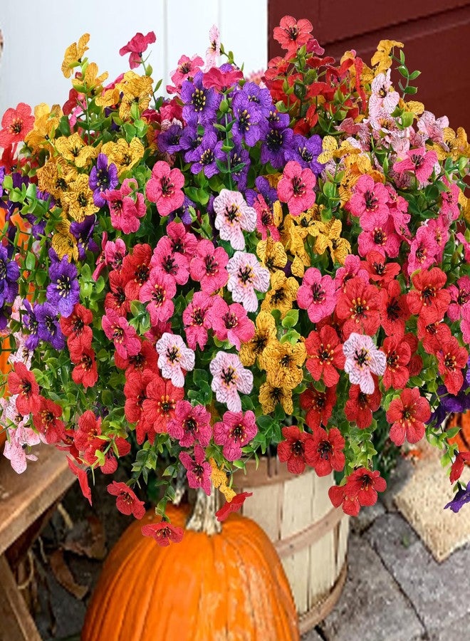 trytuny Artificial Flowers for Outdoor, 16 Bundle UV Resistant Fake Silk Flowers, Realistic Faux Plants for Outside Indoor Porch Patio Window Box Planter Home Decor (20, Yellow Purple Rosy Pink Red) - Image 1