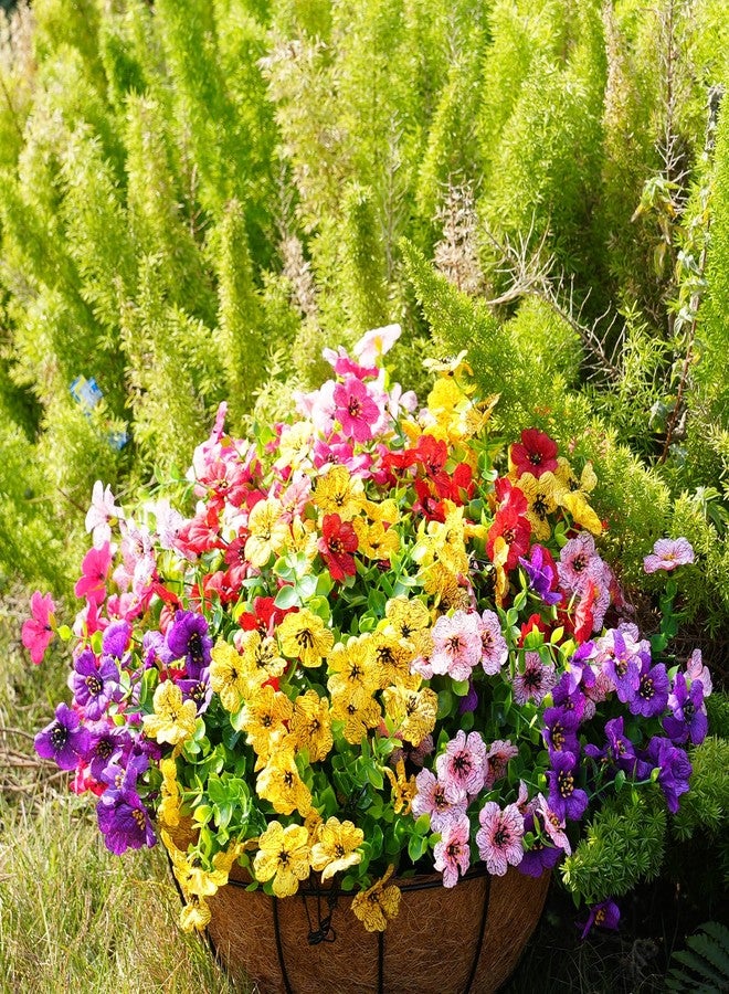 trytuny Artificial Flowers for Outdoor, 16 Bundle UV Resistant Fake Silk Flowers, Realistic Faux Plants for Outside Indoor Porch Patio Window Box Planter Home Decor (20, Yellow Purple Rosy Pink Red) - Image 5