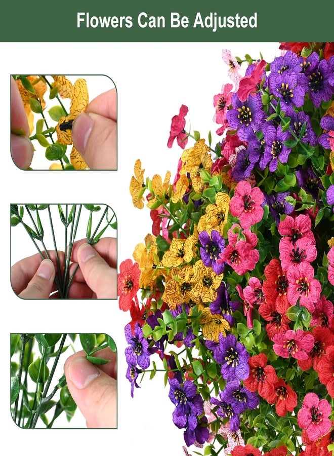 trytuny Artificial Flowers for Outdoor, 16 Bundle UV Resistant Fake Silk Flowers, Realistic Faux Plants for Outside Indoor Porch Patio Window Box Planter Home Decor (20, Yellow Purple Rosy Pink Red) - Image 2