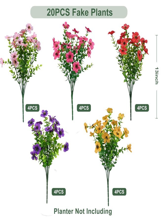 trytuny Artificial Flowers for Outdoor, 16 Bundle UV Resistant Fake Silk Flowers, Realistic Faux Plants for Outside Indoor Porch Patio Window Box Planter Home Decor (20, Yellow Purple Rosy Pink Red) - Image 3