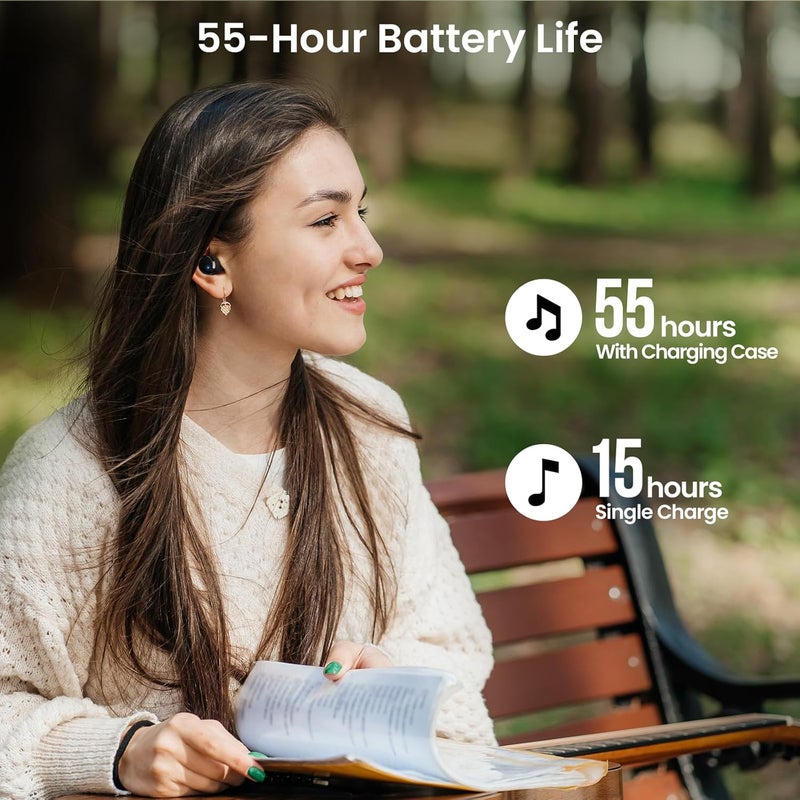 توزو سماعات أذن لاسلكية T12 (إصدار مريح مضغوط) بتقنية Bluetooth 5.3، ميكروفون إلغاء الضوضاء ENC للمكالمات، وقت تشغيل 55 ساعة، تطبيق لتخصيص EQ، مقاومة للماء IPX8، شاشة LED رقمية، صوت ممتاز عالي الجودة - Image 4
