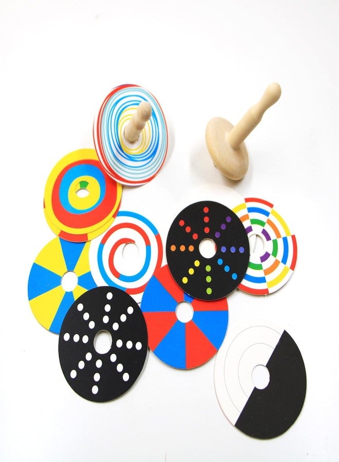 Shumee Handmade Wooden Spin Tops Set Of 2 | (3+ years) | Colorful Lattu Bongaram Toy For Kids | Wooden Gyroscope Sensory Fidget Toy | Fun Activity Play | Develops Fine Motor Skills | Gift For Kids - Image 1