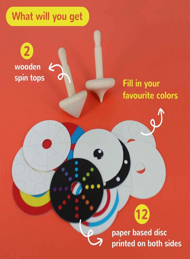 Shumee Handmade Wooden Spin Tops Set Of 2 | (3+ years) | Colorful Lattu Bongaram Toy For Kids | Wooden Gyroscope Sensory Fidget Toy | Fun Activity Play | Develops Fine Motor Skills | Gift For Kids - Image 2