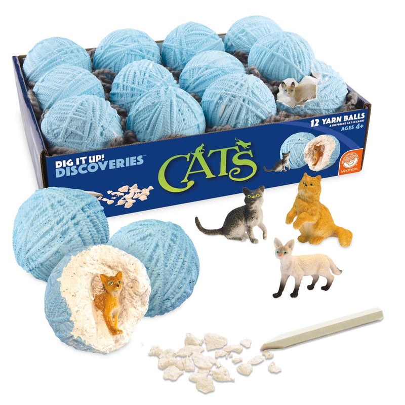 MindWare Dig It Up Discoveries: Cats â€“ Party-Sized 12-Pack of Educational Discovery Digs for Kids with Tools & Fun Facts â€“ Learn All About Cats! - Image 1