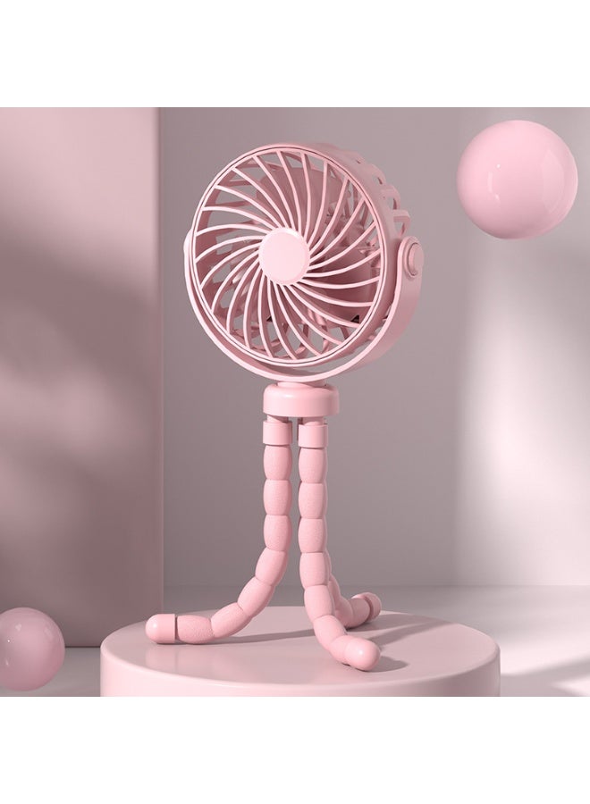 المروحة المحمولة اليدوية, مروحة صغيرة هادئة, مروحة شخصية قابلة لإعادة الشحن USB مناسبة للسفر العائلي, التنقل, المكياج, المكتب, تصميم Octopus لطيف, مروحة عربة صغيرة اليدوية, الوردي - Image 2