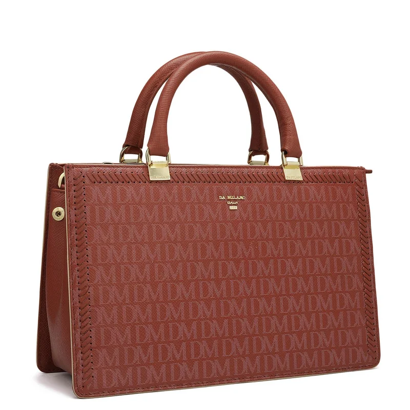 دا ميلانو Genuine Leather Red Satchel Bag