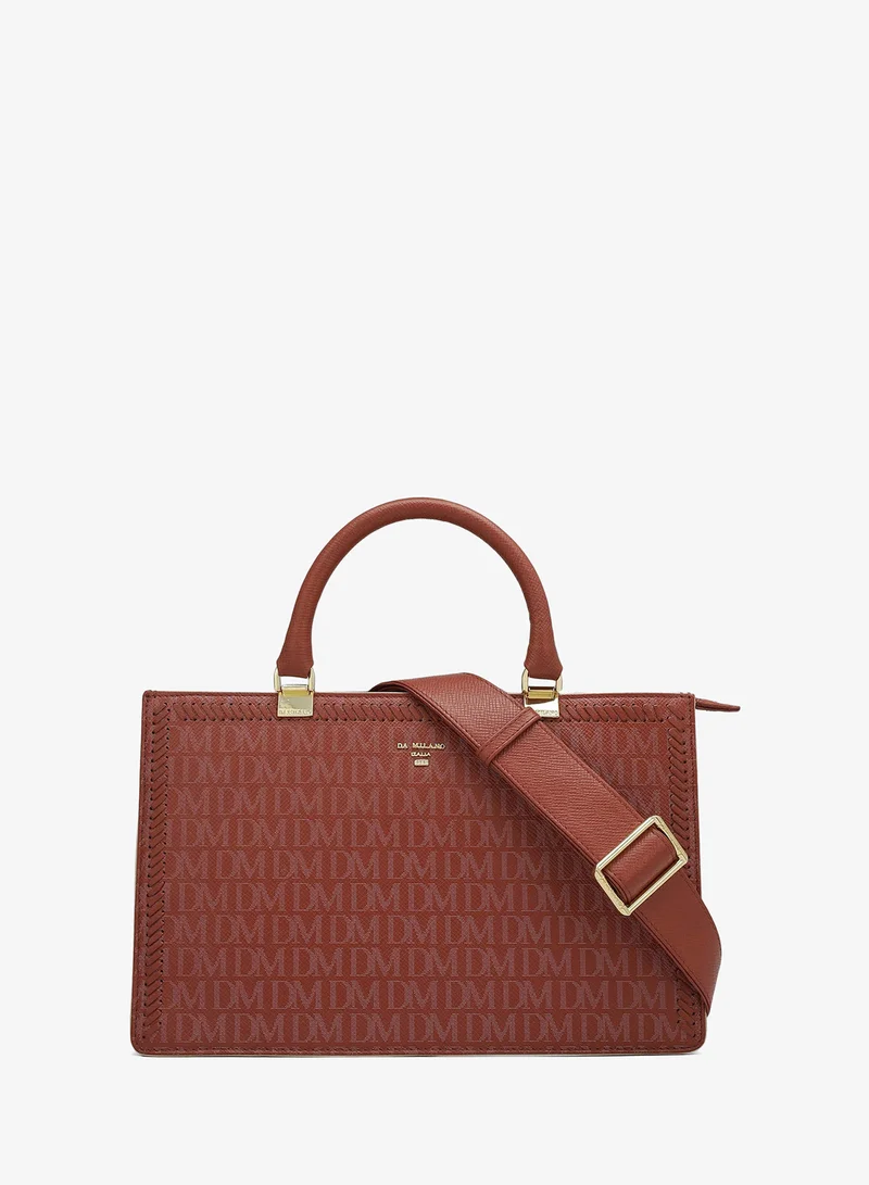 دا ميلانو Genuine Leather Red Satchel Bag