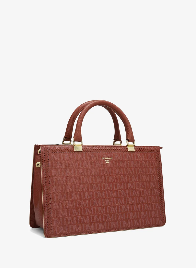 دا ميلانو Genuine Leather Red Satchel Bag