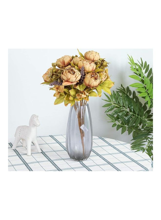 NIBEMINENT 2-Piece Artificial Peony Silk Flower Brown/Green  - Image 3
