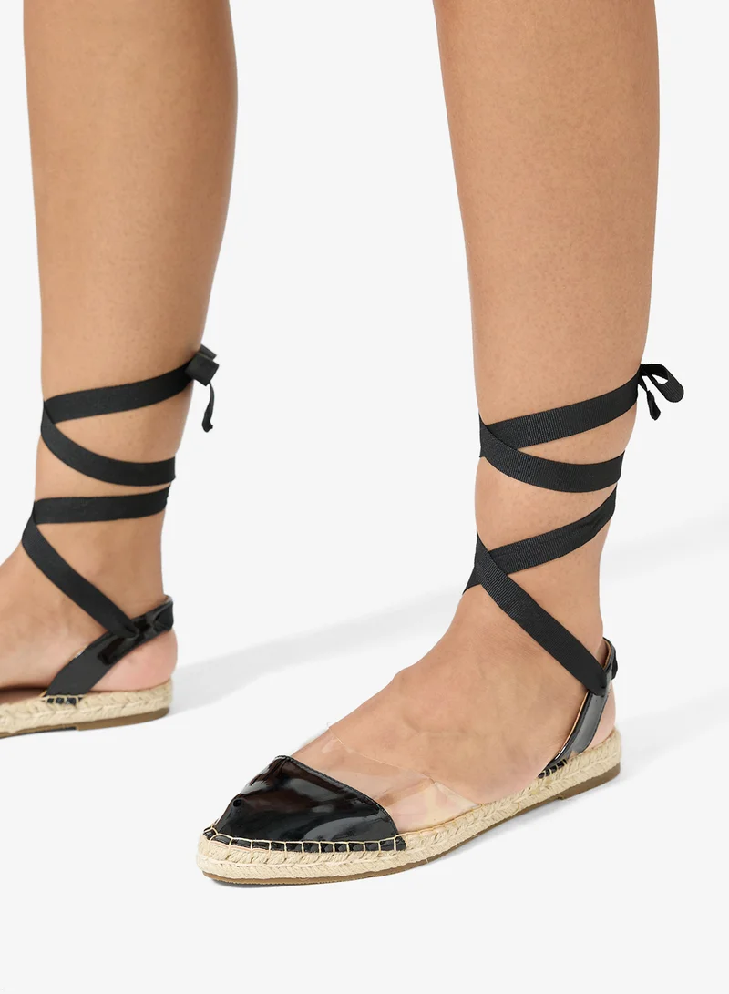 GLAMOROUS  Ribbon-Tie Espadrille Flat Sandals for Women | Best Price UAE