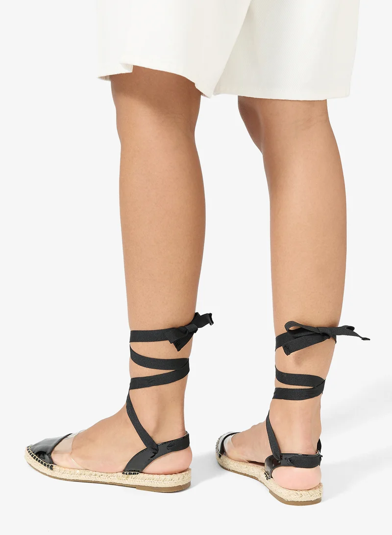 GLAMOROUS  Ribbon-Tie Espadrille Flat Sandals for Women | Best Price UAE