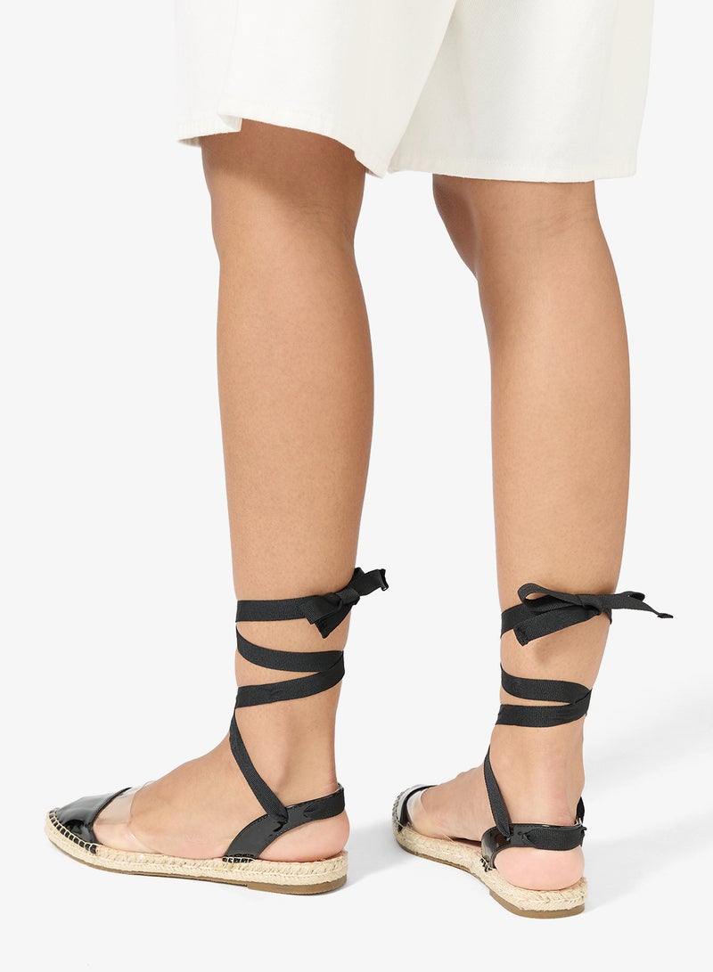 GLAMOROUS Ribbon-Tie Espadrille Flat Sandals - Image 3