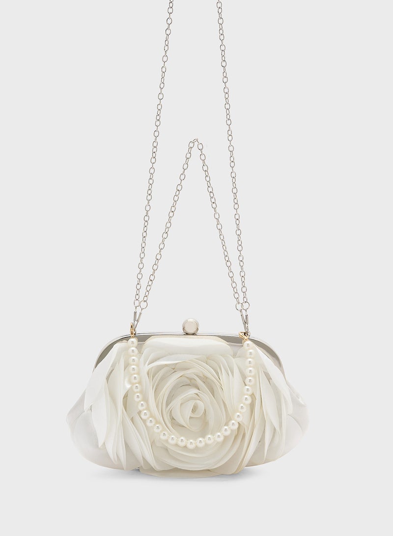 Ella Limited Edition Floral Rose Pearl Clutch Bag - Image 1