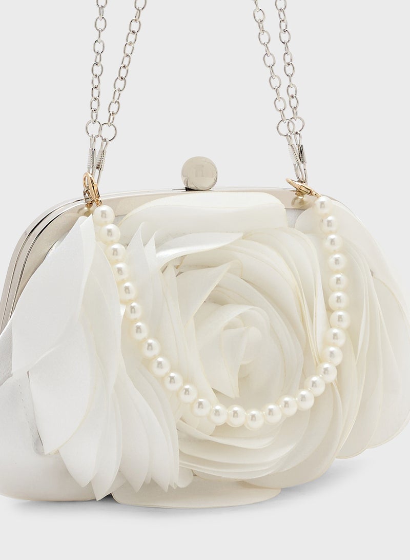 Ella Limited Edition Floral Rose Pearl Clutch Bag - Image 4