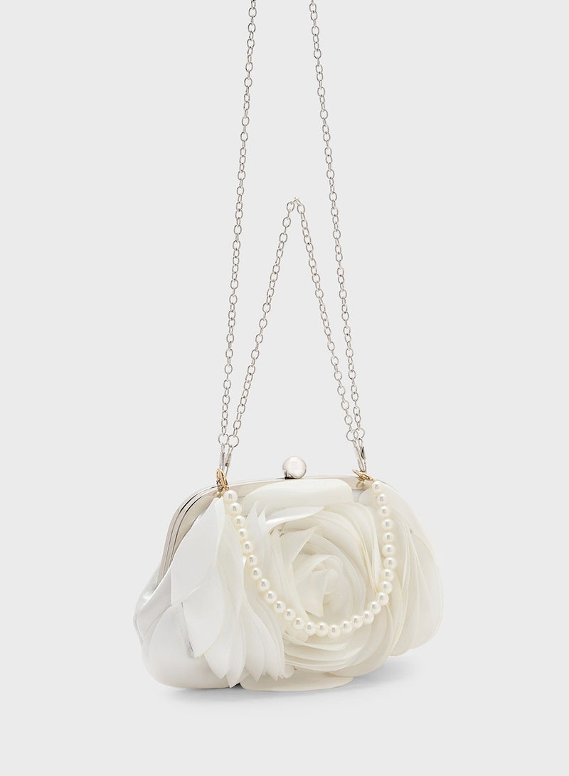 Ella Limited Edition Floral Rose Pearl Clutch Bag - Image 3