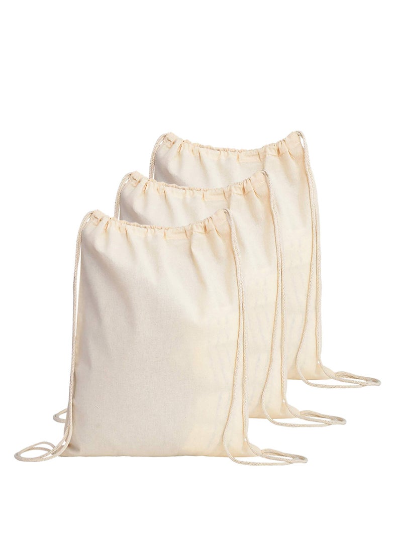 giftex Pack of 3pcs Cotton Drawstring Bags - Image 1