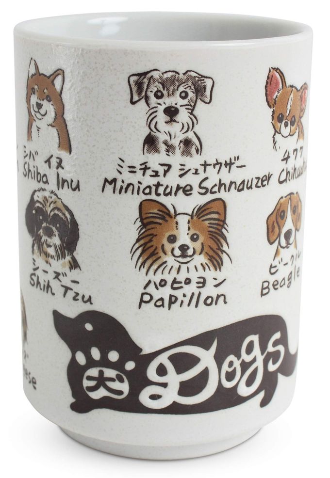 Mino Ware Japanese Ceramics Sushi Yunomi Chawan Tea Cup Various Dogs made in Japan (Japan Import) YAY051 - Image 1