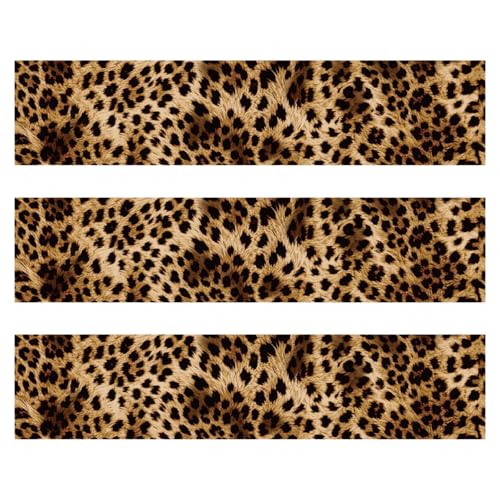 Fukaisu 3pcs Leopard Print Edible Cake Border Strips 28x62cm11x244 Inch Brown Black Cheetah Pattern Rice Wrap Paper PreCut Cake Side Image Trim Decorations for Women Birthday Party - Image 1