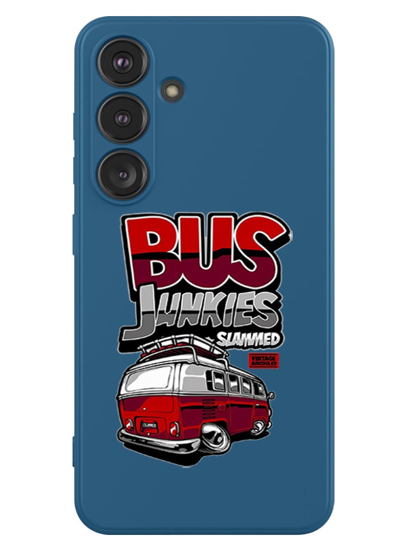 Theodor Protective Slim Fit Case Liquid Silicone Cover with Full Body Protection Anti-Scratch Shockproof Case For Samsung Galaxy S24 (Blue) - Bus junkies slammed - Image 1