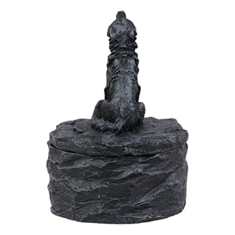 Howling Gray Alpha Mini Rounded Jewelry Decorative Figurine As Decor of Timberwolves Wolves in Cries of The Night Moon Light Animal Totem Spirit Sculpture Accessory - Image 4