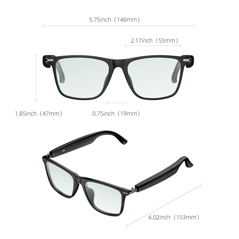 لقمات إلكترونيات Lokmat M01 Bluetooth Smart Glasses, Sports Sunglasses with Photochromic Lenses, Black - Image 3