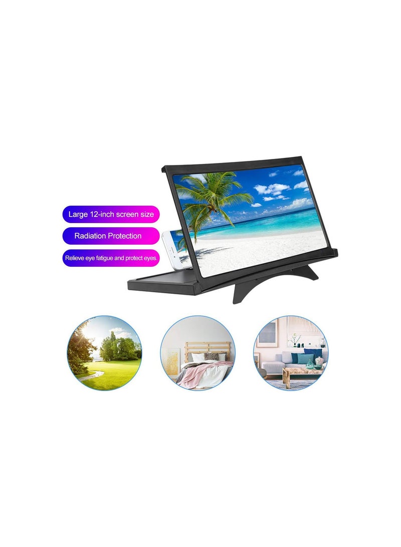 GGOOT 12 Inch Mobile Phone Screen Magnifier, Screen Magnifier with Desk Stand for Phones and Tablets, Stand with 2-3 Times Magnification Screen Magnifier  - Image 2