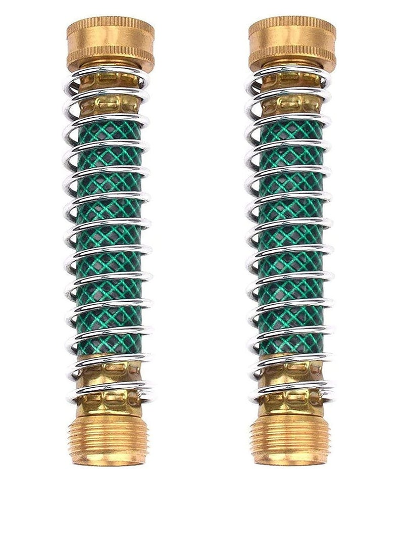 SYOSI - Hoses Coupling Adapter, Flexible Hose Protector with Spring Garden Hose Extension Adapter 3/4, GHT Solid Hose Kink Protector with Coil Spring, Garden Hose Coiled Spring Protector 2Pcs with 4 Washer - Image 1