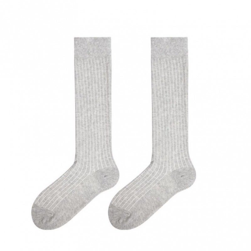 MM Runway New Thin High Tube Socks Breathable Cotton Light gray - Image 1