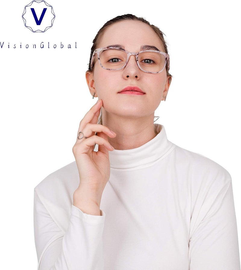 VisionGlobal Blue Light Blocking Glasses for Women, Anti Eyestrain, Computer Reading, TV Glasses, Stylish Square Frame, Anti Glare(Marble,+1.75 Magnification) - Image 5