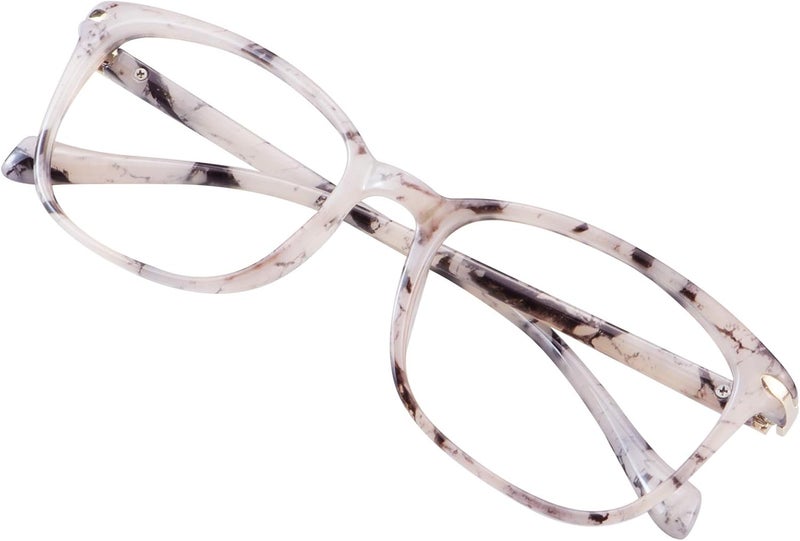 VisionGlobal Blue Light Blocking Glasses for Women, Anti Eyestrain, Computer Reading, TV Glasses, Stylish Square Frame, Anti Glare(Marble,+1.75 Magnification) - Image 1