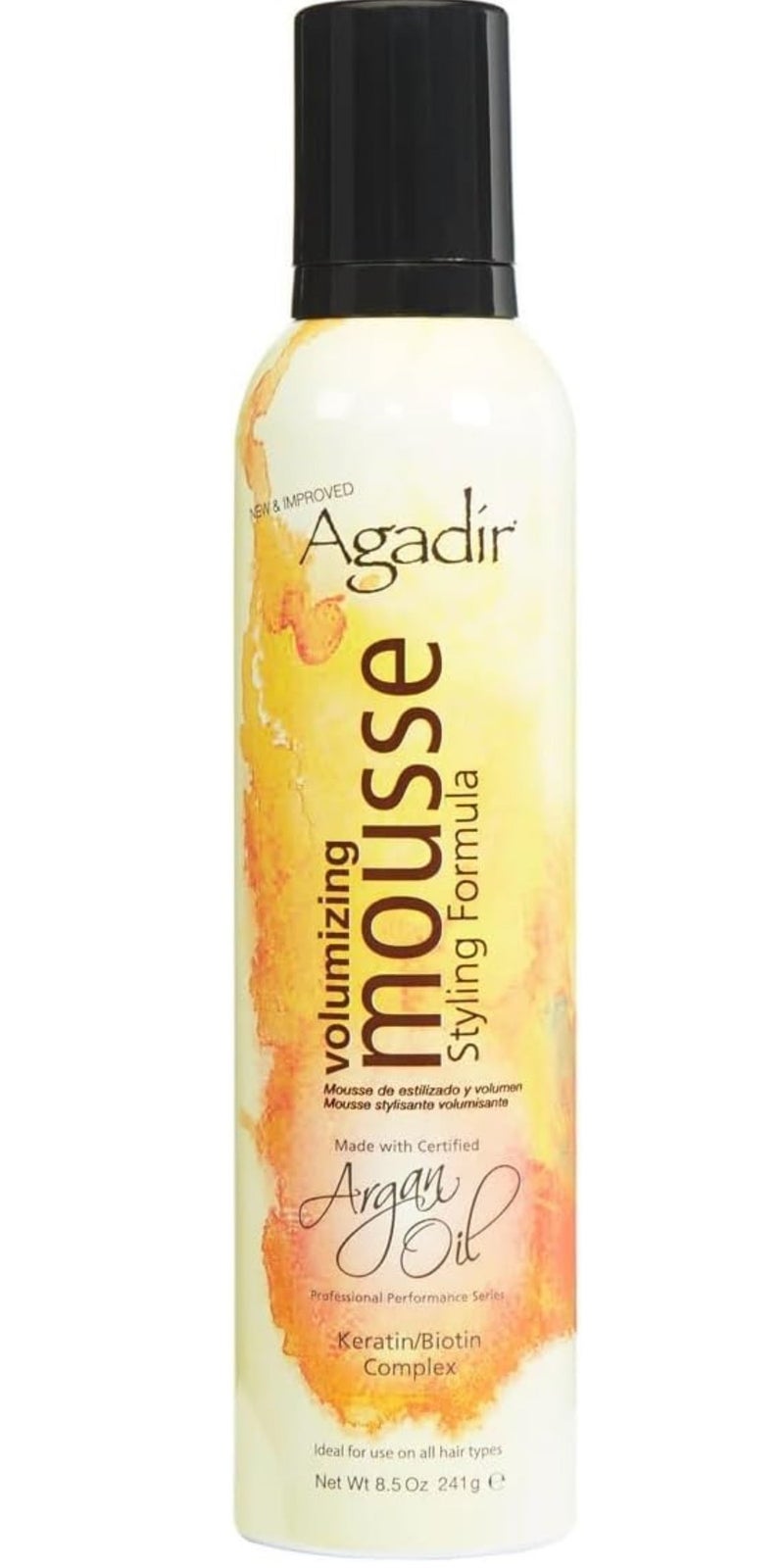 Agadir Volumizing Styling Mousse with Keratin & Biotin Complex 241g | Lightweight Hair Mousse | Volume, Hold & Shine