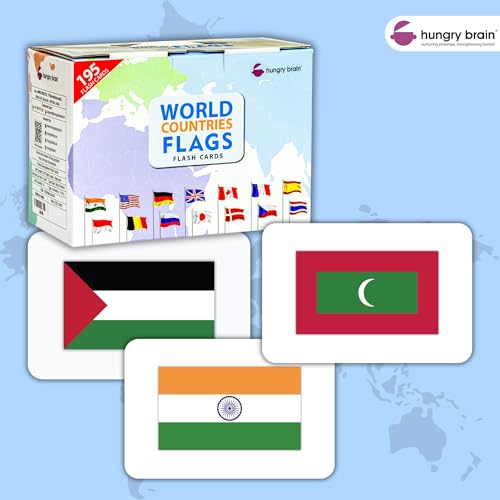 Hungry Brain My First Countries of The World Flashcards – 195 Country Flag Flash Cards Complete with Capital, Continent, Flag & More – Educational Homeschooling, Classroom Learning Flash Card, Gift for Kids - Image 3