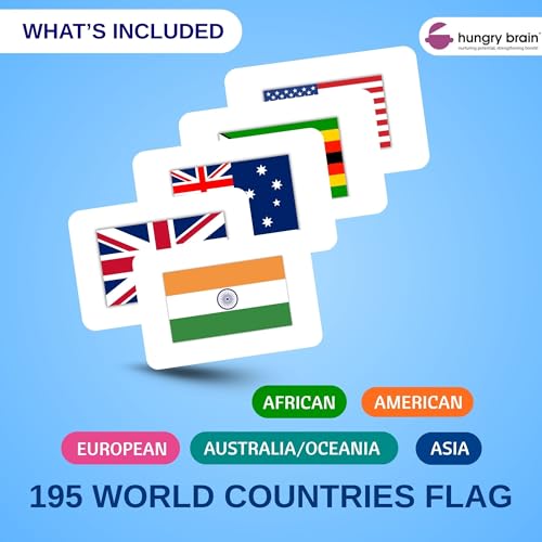 Hungry Brain My First Countries of The World Flashcards – 195 Country Flag Flash Cards Complete with Capital, Continent, Flag & More – Educational Homeschooling, Classroom Learning Flash Card, Gift for Kids - Image 4
