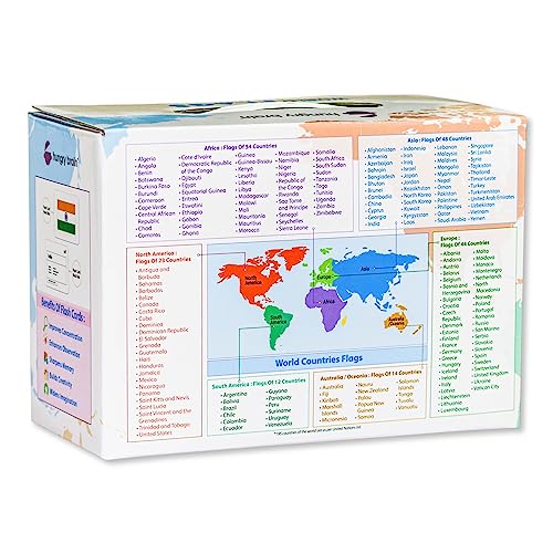 Hungry Brain My First Countries of The World Flashcards – 195 Country Flag Flash Cards Complete with Capital, Continent, Flag & More – Educational Homeschooling, Classroom Learning Flash Card, Gift for Kids - Image 2