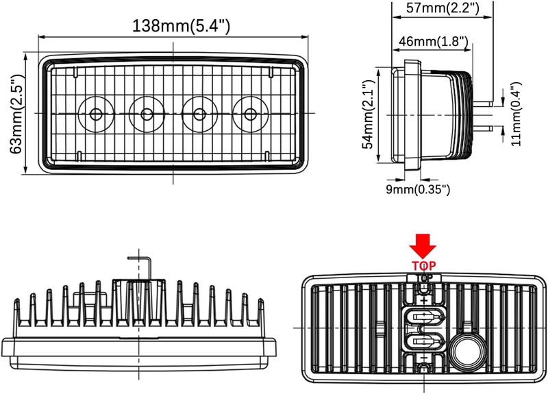 Raycharm 3"X6" Rectangular 20W Flood Beam LED Sealed Beam Light for John Deere Tractors - 2-Pack - Image 2