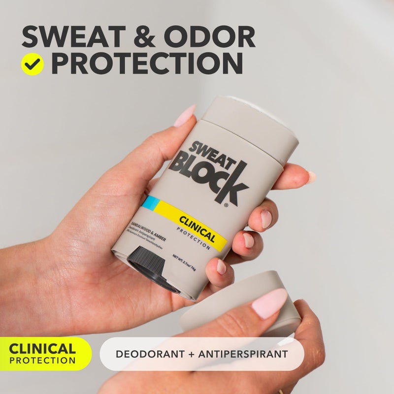 SweatBlock Clinical Strength Deodorant and Antiperspirant for Men and Women Sandalwood & Amber Scent 2 Pack 48 Hour Protection Against Odor & Excessive Sweat Ideal for Active Lifestyles and Daily Use - Image 2