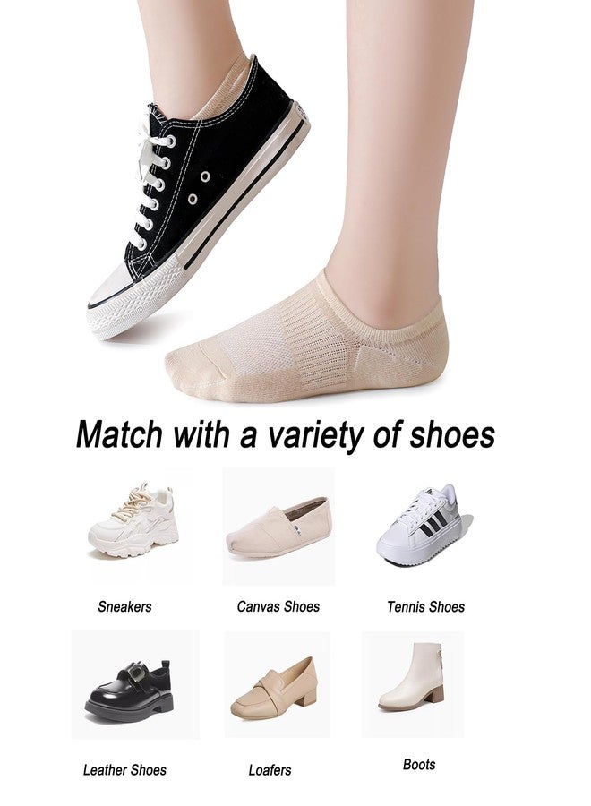 Pareberry 8 Pairs Boys Girls No Show Mesh Socks Cotton Non Slip Low Cut Arch Support Socks (US, Alpha, Medium, Regular, C04-Beige) - Image 5