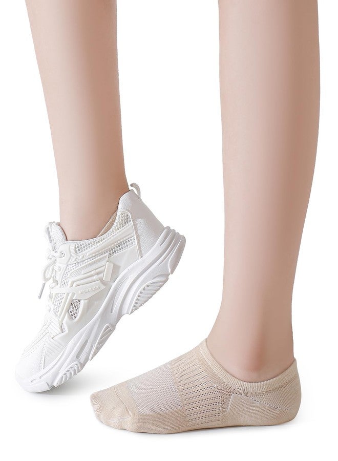 Pareberry 8 Pairs Boys Girls No Show Mesh Socks Cotton Non Slip Low Cut Arch Support Socks (US, Alpha, Medium, Regular, C04-Beige) - Image 2